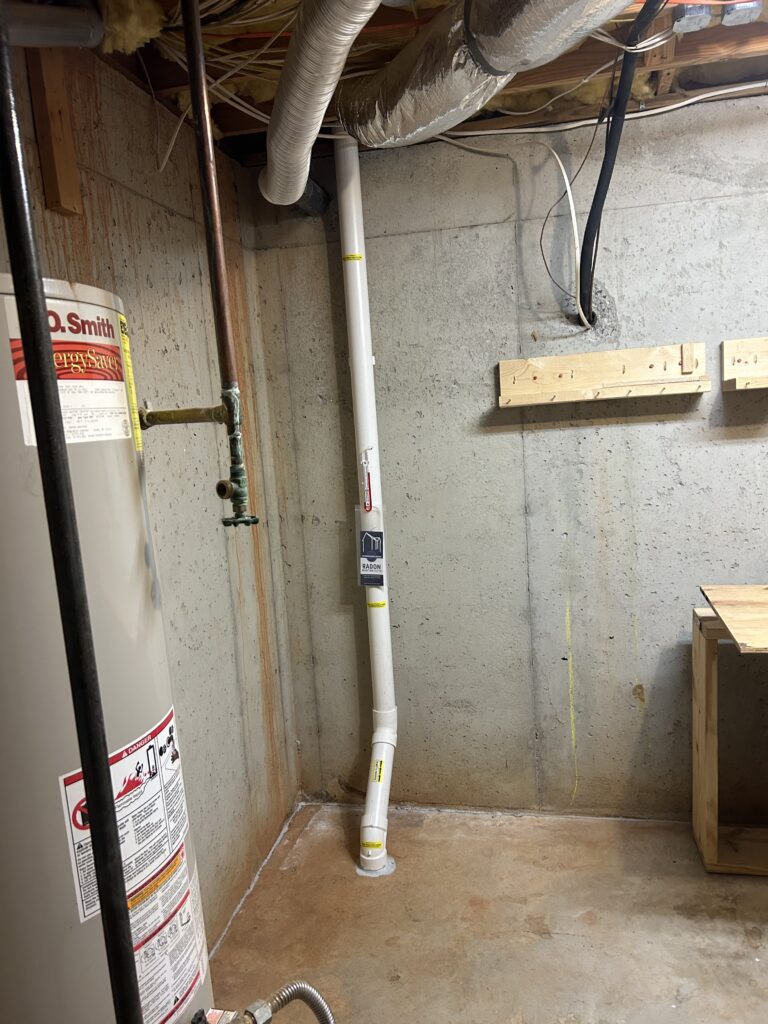 Interior potion of a radon mitigation system. 